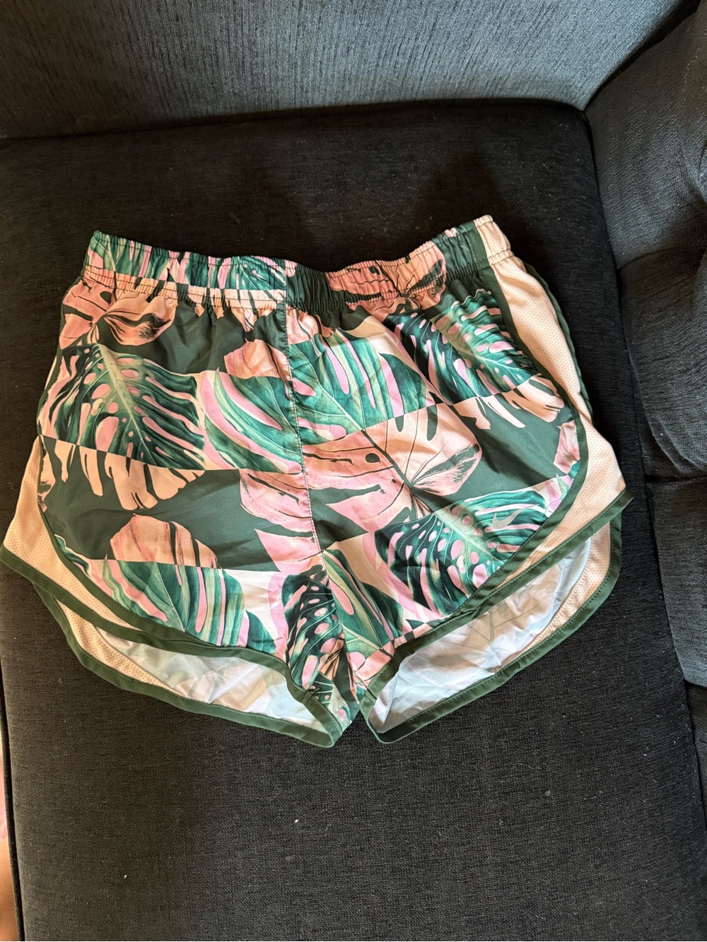 Nike Pink & Green Tropical Print Athletic Shorts